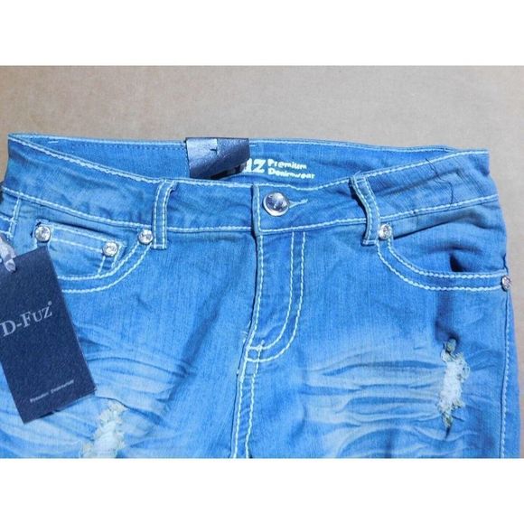D-FUZ stoned BLUE STUDDED SKINNY DENIM JEANS MUTI SIZES - Picture 3 of 7